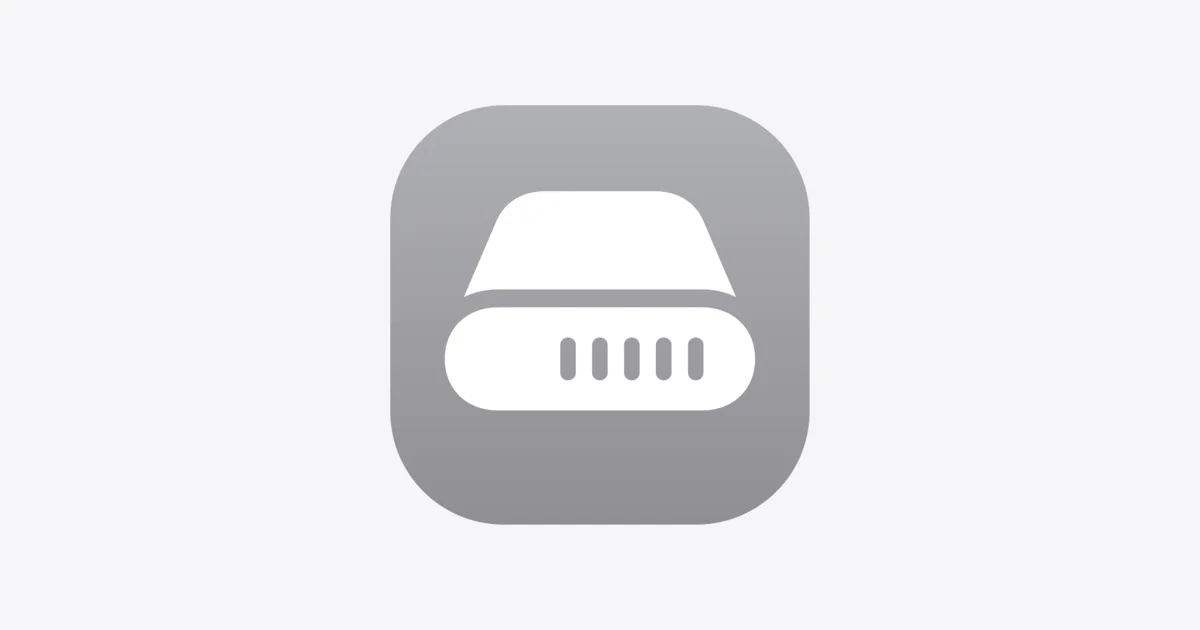 Apple's illustration for its notice on Full Disk Access: a white disk drive symbol on a gray rounded square, set on a light gray background.